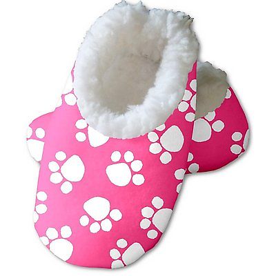 Snoozies Baby's Fleece Lined Footies, Pink with White Paws Small, 0-3m